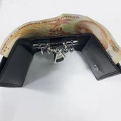 Siyah Renk-Para Gözlü Deri Anahtarlık - 3