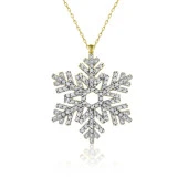 Beyaz Taşlı Altın Renkli Kar Tanesi Modeli 925 Ayar Kolye - 3