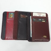 Siyah-Taba-Kahve-Kırmızı Gövde Ve İç Ayrı Renkte Kart Cepli Dikey Model Hakiki Deri Kartlık - 1