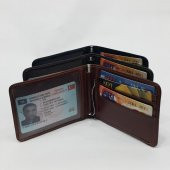 Siyah-Taba-Kahve Renkte Yatay Model Ortada Demir Ekli Hakiki Deri Kartlık - 6