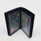 Siyah-Taba-Kahve Renkte Yatay Model Hakiki Deri Sade Tasarım Kartlık - 2