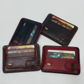 Siyah-Taba-Kahve-Kırmızı Karışık Renkte Yatay Model Hakiki Deri Kemerli Kartlık - 6