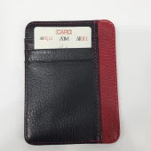 Siyah-Taba-Kahve-Kırmızı Gövde Ve İç Ayrı Renkte Kart Cepli Dikey Model Hakiki Deri Kartlık - 7