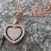 Altın Rengi Taşlı Kalp Modeli - 6