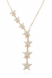 Yıldız Serisi Şık Tasarım Harıka Bayan Beyaz Taşlı Gümüş Kolye - 4