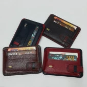 Siyah-Taba-Kahve-Kırmızı Karışık Renkte Yatay Model Hakiki Deri Kemerli Kartlık - 10