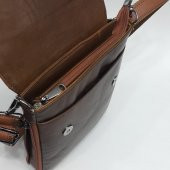 Altı Fermuarlı Hakiki Deri Omuz Çantası - 3