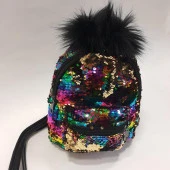 Ponponlu Pullu Çocuk Sırt Çantası Gökkuşağı Rengi - 7