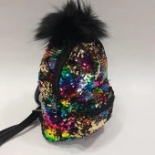 Ponponlu Pullu Çocuk Sırt Çantası Gökkuşağı Rengi - 10