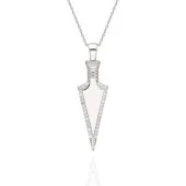 Mızrak Başlı İnci Taşlı Bayan Gümüş Kolye - 1