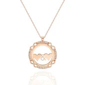 Daire İçinde Kalpli Kolye - 2