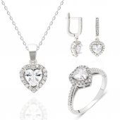 Kalpli Zirkon Taşı Gümüş Bayan Takı Seti - 3