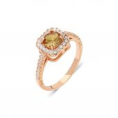 Sarı Zirkon Taşlı 925 Ayar Bayan Yüzük - 5