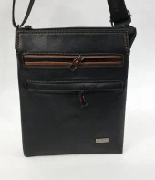 Kahve Dikişli Fermuarlı Deri El Çantası - 5