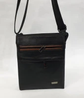 Kahve Dikişli Fermuarlı Deri El Çantası - 2