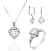 Kalpli Zirkon Taşı Gümüş Bayan Takı Seti - 7