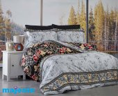 Fabricator Delux Saten %100 Doğal Pamuk Saten Çift Kişilik Gri&Siyah Nevresim Takımı-12139 - 1