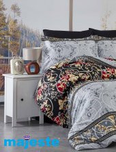 Fabricator Delux Saten %100 Doğal Pamuk Saten Çift Kişilik Gri&Siyah Nevresim Takımı-12139 - 2