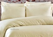 FABRICATOR DELUX %100 Doğal Pamuk Saten Nevresim Takımı Çift Kişilik (6 Parça) Platin Düz Renk-Krem - 5