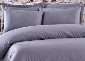 FABRICATOR DELUX %100 Doğal Pamuk Saten Nevresim Takımı Çift Kişilik (6 Parça) Platin Düz Renk-Gri - 5