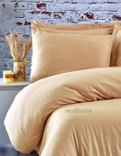 FABRICATOR DELUX %100 Doğal Pamuk Saten Nevresim Takımı Çift Kişilik  (6 Parça) Platin Düz Renk-Cappuccino - 2
