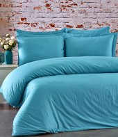 FABRICATOR DELUX %100 Doğal Pamuk Saten Nevresim Takımı Çift Kişilik (6 Parça) Platin Düz Renk-Mint - 1