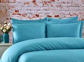 FABRICATOR DELUX %100 Doğal Pamuk Saten Nevresim Takımı Çift Kişilik (6 Parça) Platin Düz Renk-Mint - 3