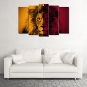 MDF 5 Parça 90x60 Ahşap Tablo Galatasaray Aslan Temalı - 1
