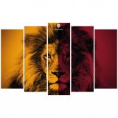 MDF 5 Parça 90x60 Ahşap Tablo Galatasaray Aslan Temalı - 2