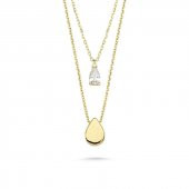 14 Ayar Altın Damla Taşlı İkili Kolye thumbnail 2