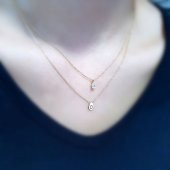 14 Ayar Altın Damla Taşlı İkili Kolye thumbnail 5