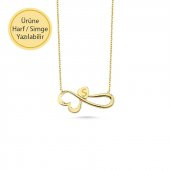 14 Ayar Altın Kalpli Sonsuzluk Kolye thumbnail 1