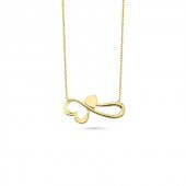 14 Ayar Altın Kalpli Sonsuzluk Kolye thumbnail 2