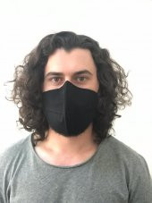 Siyah Renkli Yıkanabilir Bez Maske - 3