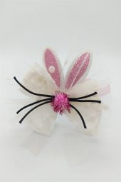 MelKady 026PE- Lohusa Set, Sevimli Bıyıklı Tavşanlı Lohusa Terliği, Taç ve Bebek Saç Bandı - Pembe - 5