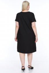 Lir Kadın Büyük Beden Yarım Kol Elbise Vizon L1621 - 5