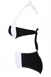 Angelsin Kaplı Siyah Beyaz Şık Tasarımlı Bikini - 3