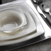 Kütahya Porselen 1074820 Bone Mare 62 Parça Yemek Takımı Platin - 1