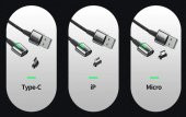 Baseus Manyetik Mıknatıslı 3 Başlıklı Şarj Kablosu, iPhone+Type-C+Micro 2 Metre Kablo - 3