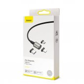 Baseus Manyetik Mıknatıslı 3 Başlıklı Şarj Kablosu, iPhone+Type-C+Micro 2 Metre Kablo - 6