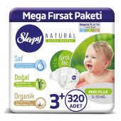 Sleepy Natural Bebek Bezi 3+ Numara Midi Plus 320 Adet - 1
