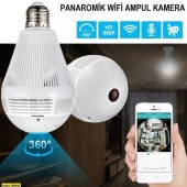 AteşTech Panoramik 360 derece 1080p Wifi Ampul Şeklinde Güvenlik Kamerası Balık Gözü - 2