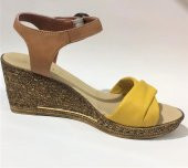 Emani 785.070 Sarı Kadın Deri Topuklu Sandalet - 2