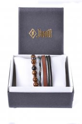 JTKB20067 DOĞAL TAŞ ve DERİ KOMBİN BİLEKLİK - 4