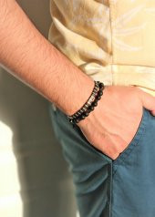 JTKB20072 DOĞAL TAŞ ve DERİ KOMBİN BİLEKLİK - 1