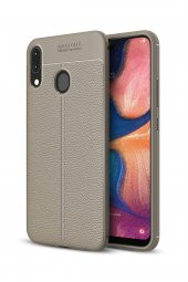 Samsung Galaxy A20 Kılıf Carbon Deri Görünümlü Gri - 1