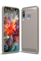 Samsung Galaxy M30 Kılıf Karbon Army Room Silikon Gri - 1