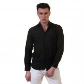 Siyah Western Stil Cepli Pamuk Gömlek - 2