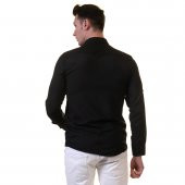Siyah Western Stil Cepli Pamuk Gömlek - 4