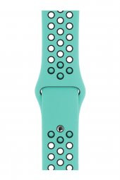 Apple Watch Uyumlu 42 mm Spor Delikli Kordon Silikon Kayış Su Yeşili - 1